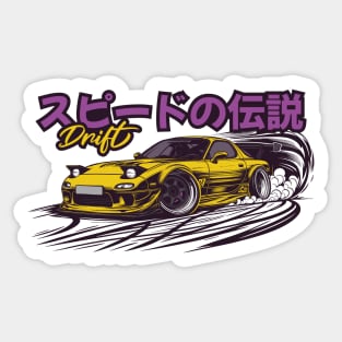 Yellow RX7 Drift JDM Sticker